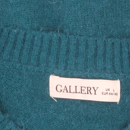 Gallery Women’s Teal Cable-Knit Crew Neck Jumper Size L