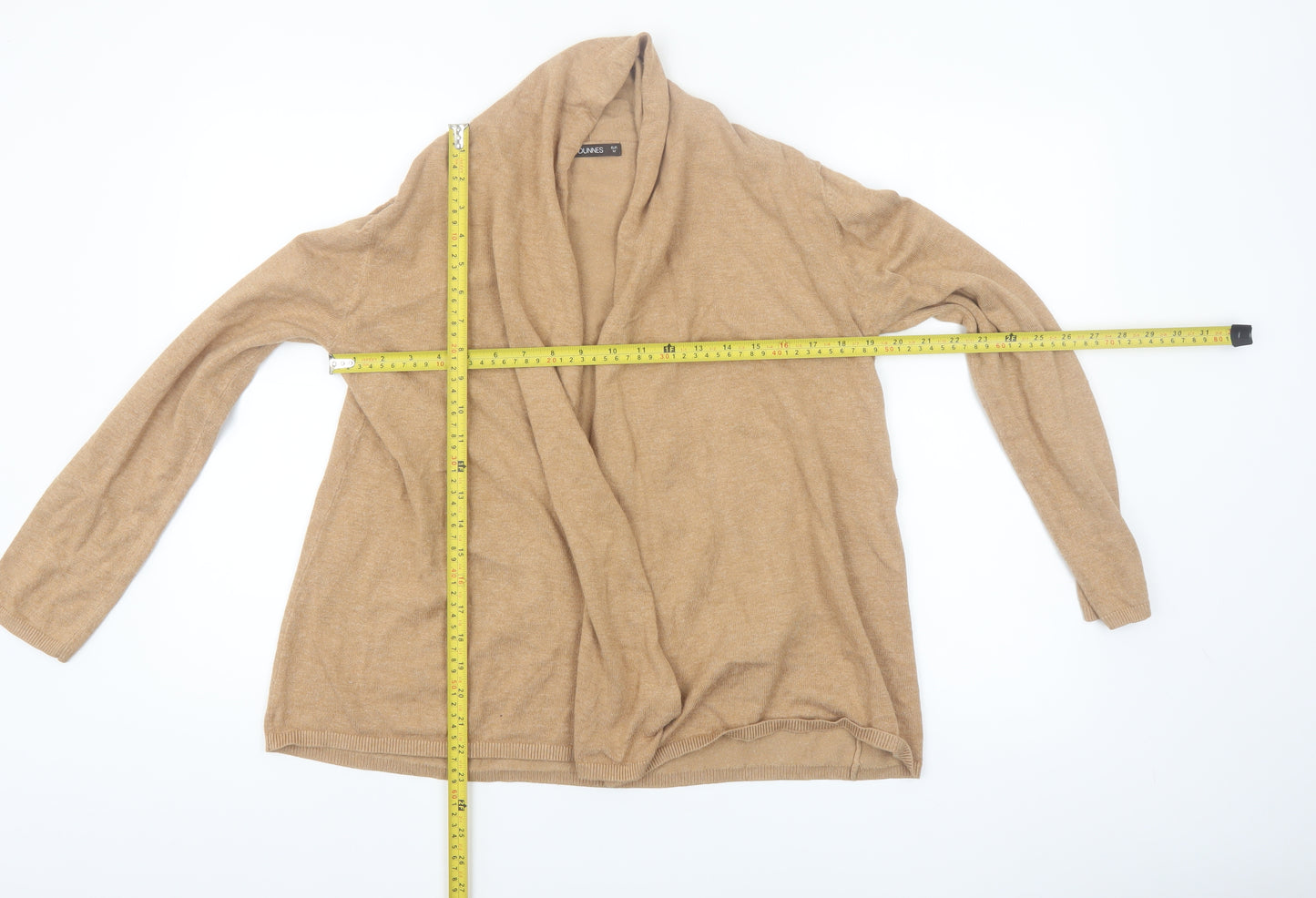 Dunnes Women’s Beige Knit Cardigan M Viscose Blend Long Sleeve