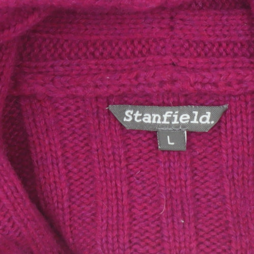 Stanfield Womens Pink Wool Blend Cardigan Jumper Size L