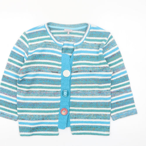 Marks and Spencer Women Blue Striped Knit Cardigan Size 16