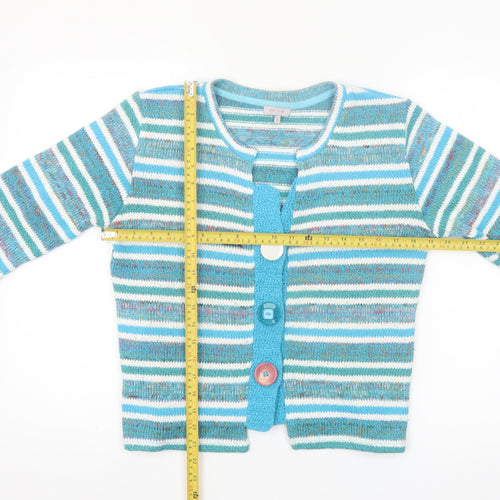 Marks and Spencer Women Blue Striped Knit Cardigan Size 16