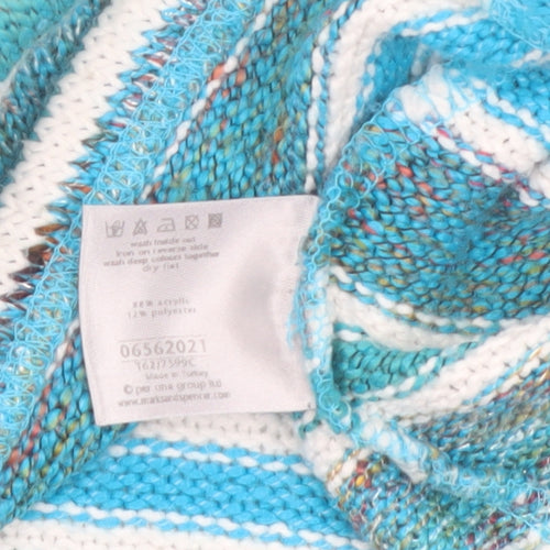 Marks and Spencer Women Blue Striped Knit Cardigan Size 16