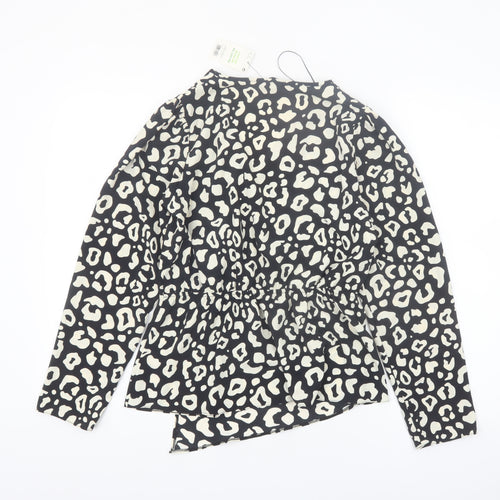 PEP&CO Women's Black Animal Print Wrap Blouse Size 8