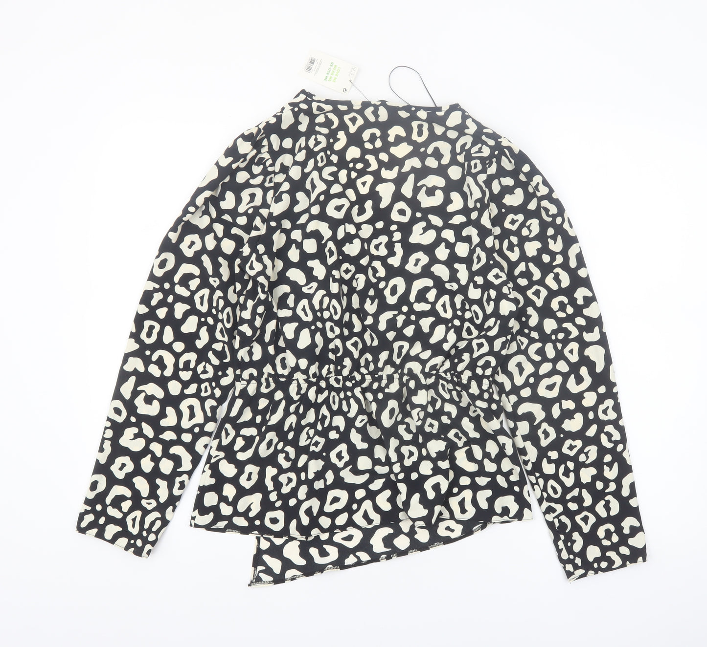 PEP&CO Women's Black Animal Print Wrap Blouse Size 8