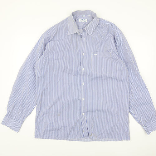 Hunter Men's Blue Striped Cotton Long Sleeve Button-Up Shirt Size 16.5 Regular