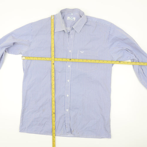 Hunter Men's Blue Striped Cotton Long Sleeve Button-Up Shirt Size 16.5 Regular