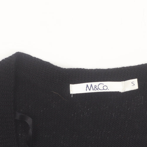 M&Co Womens Black Knit Short Sleeve Cropped Cardigan Size S