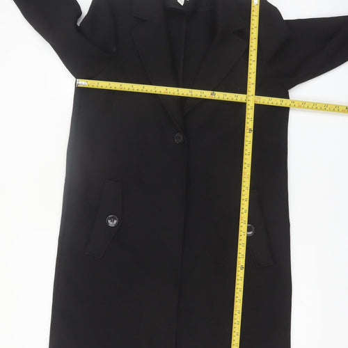 H&M Women's Black Long Overcoat Size 6 Classic Lined Workwear
