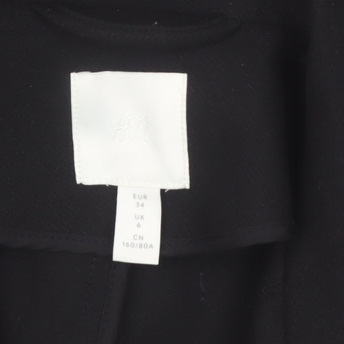H&M Women's Black Long Overcoat Size 6 Classic Lined Workwear