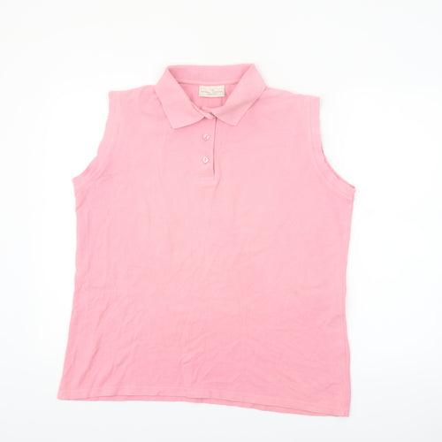 The Natural Clothing Company Women's Pink Sleeveless Cotton Polo Shirt Size L