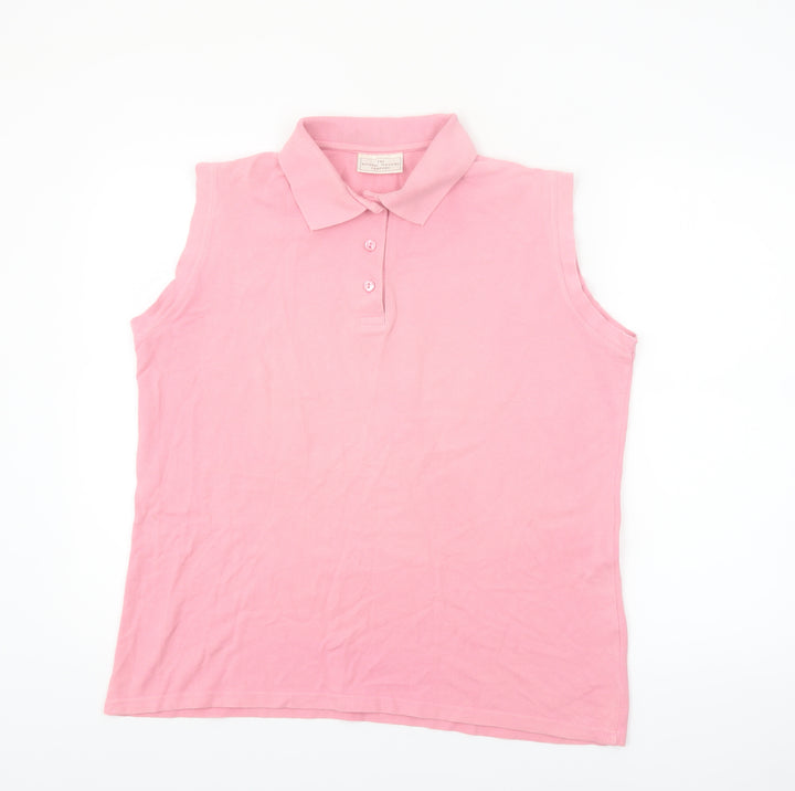 The Natural Clothing Company Women's Pink Sleeveless Cotton Polo Shirt Size L