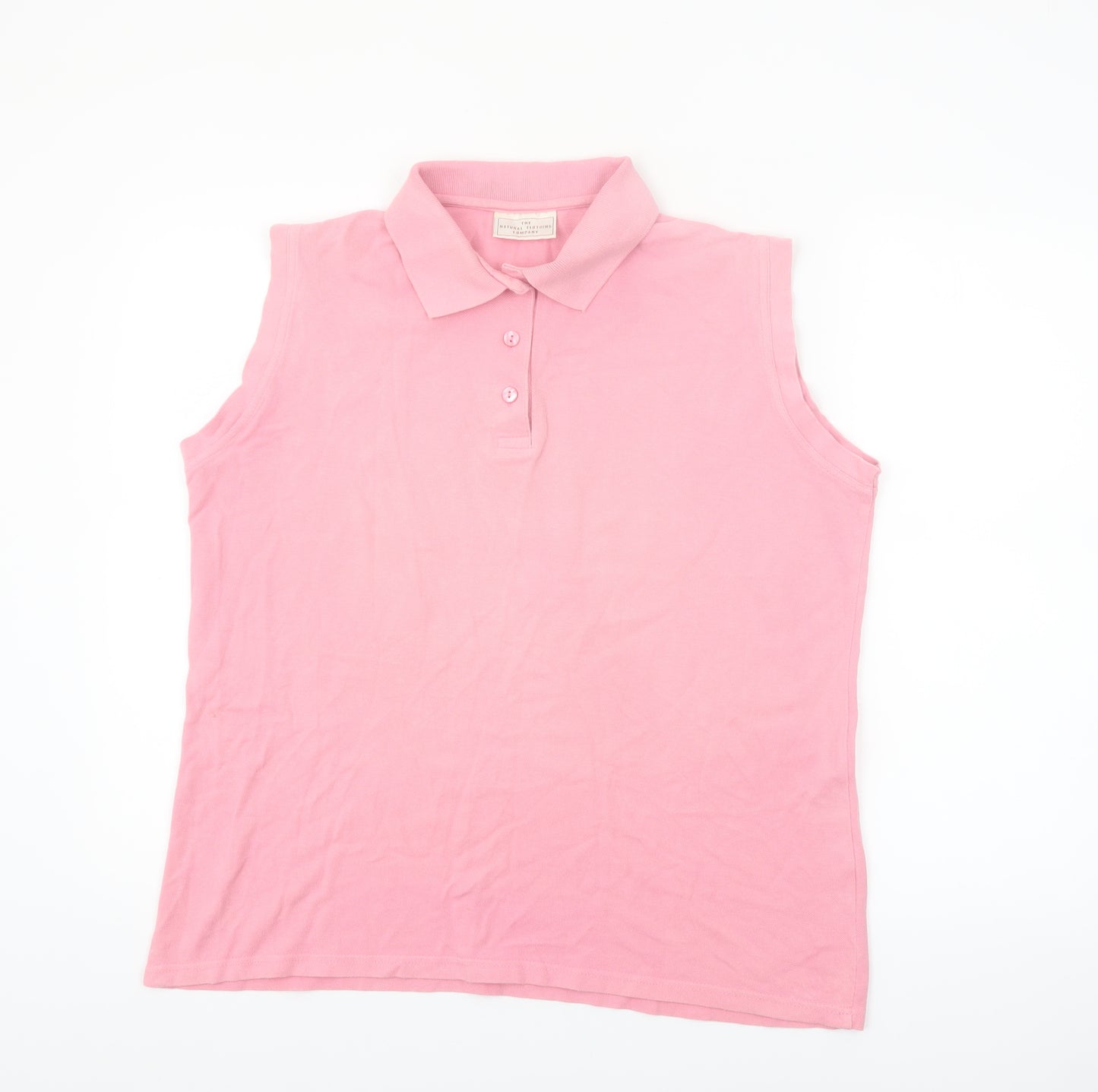 The Natural Clothing Company Women's Pink Sleeveless Cotton Polo Shirt Size L