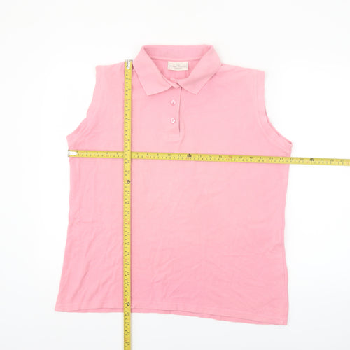The Natural Clothing Company Women's Pink Sleeveless Cotton Polo Shirt Size L