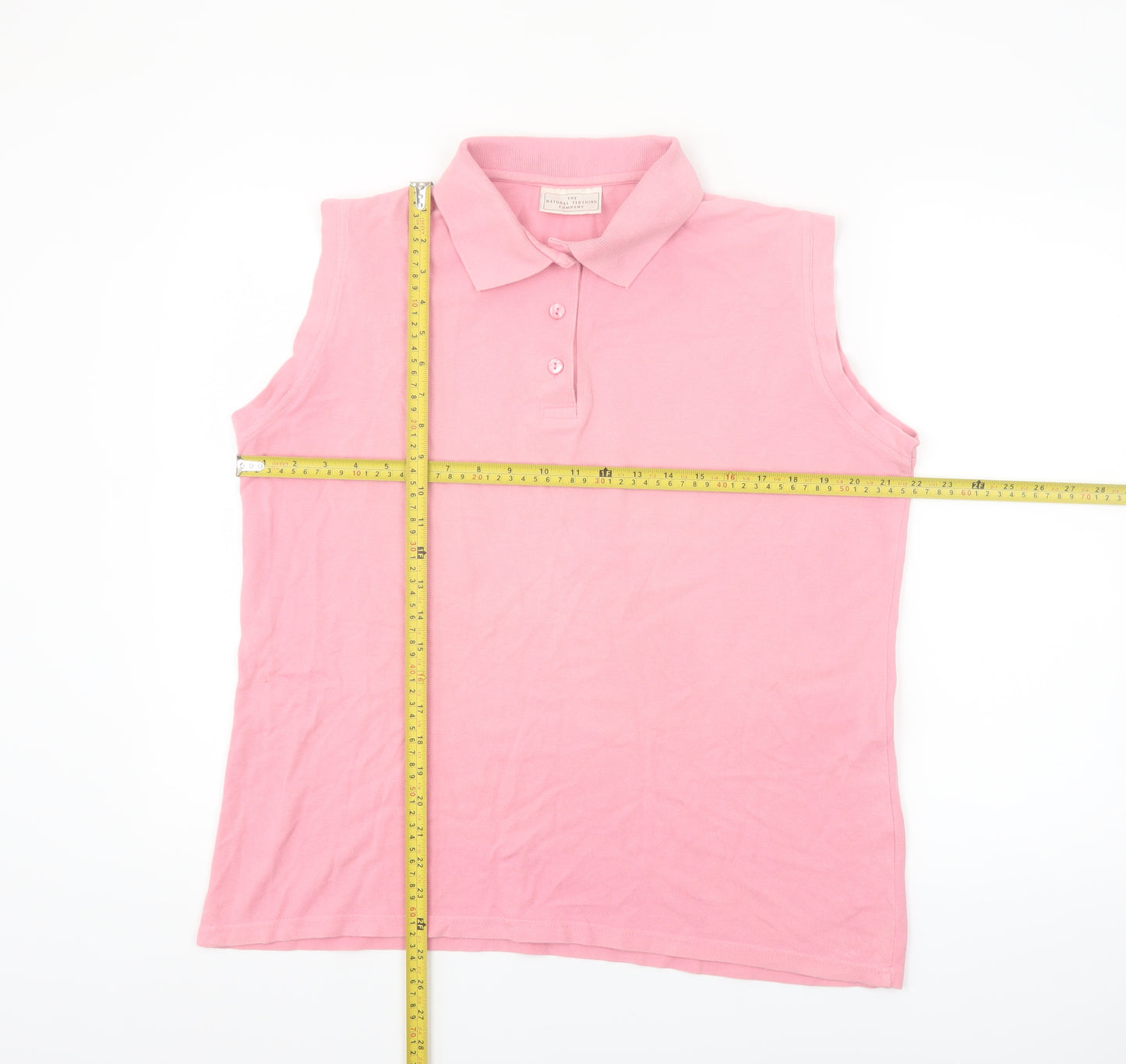 The Natural Clothing Company Women's Pink Sleeveless Cotton Polo Shirt Size L