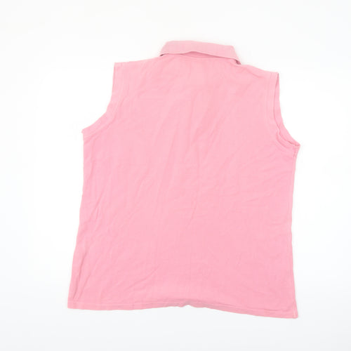 The Natural Clothing Company Women's Pink Sleeveless Cotton Polo Shirt Size L
