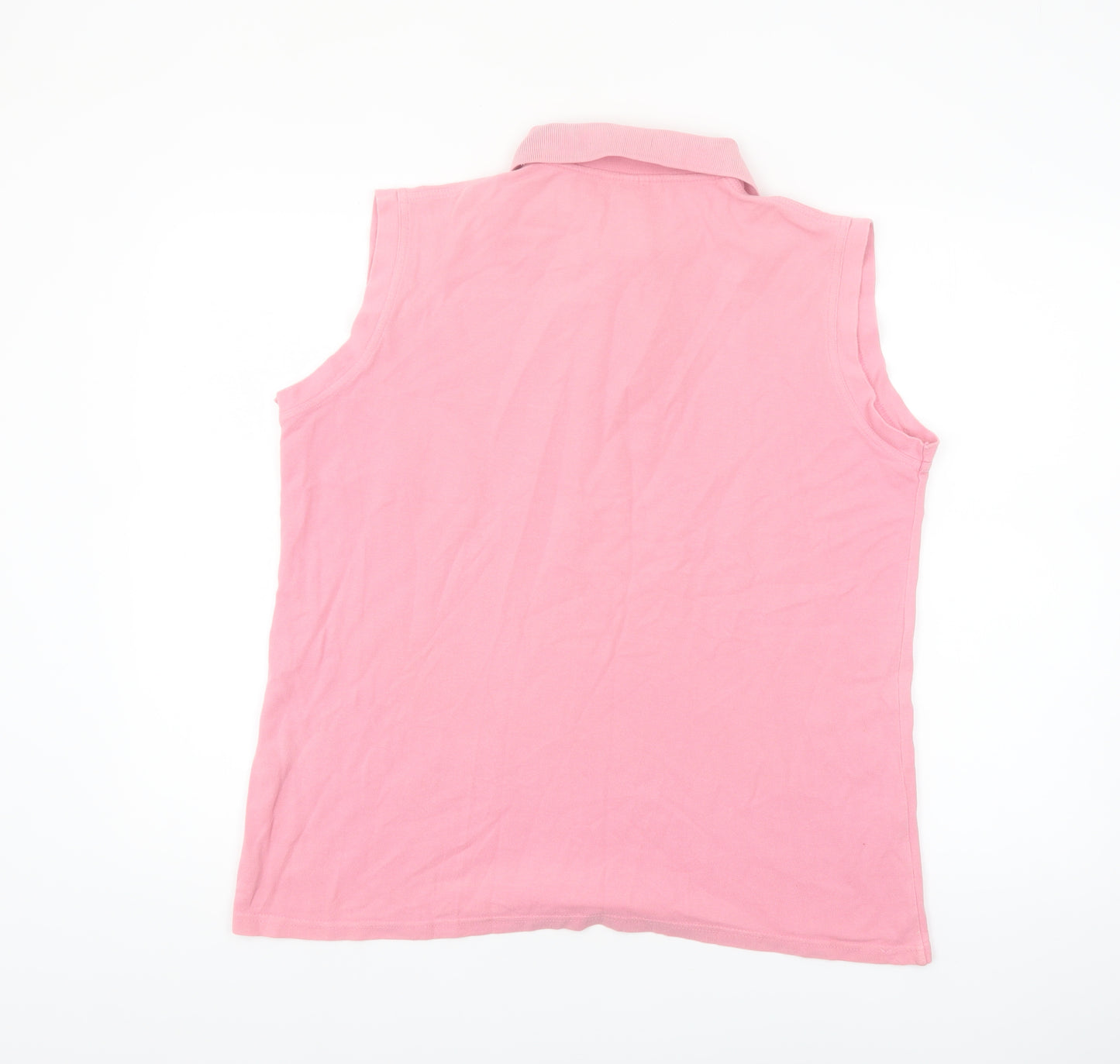 The Natural Clothing Company Women's Pink Sleeveless Cotton Polo Shirt Size L