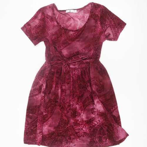 MINKPINK Women Red Paisley Fit & Flare Velvet Dress XS