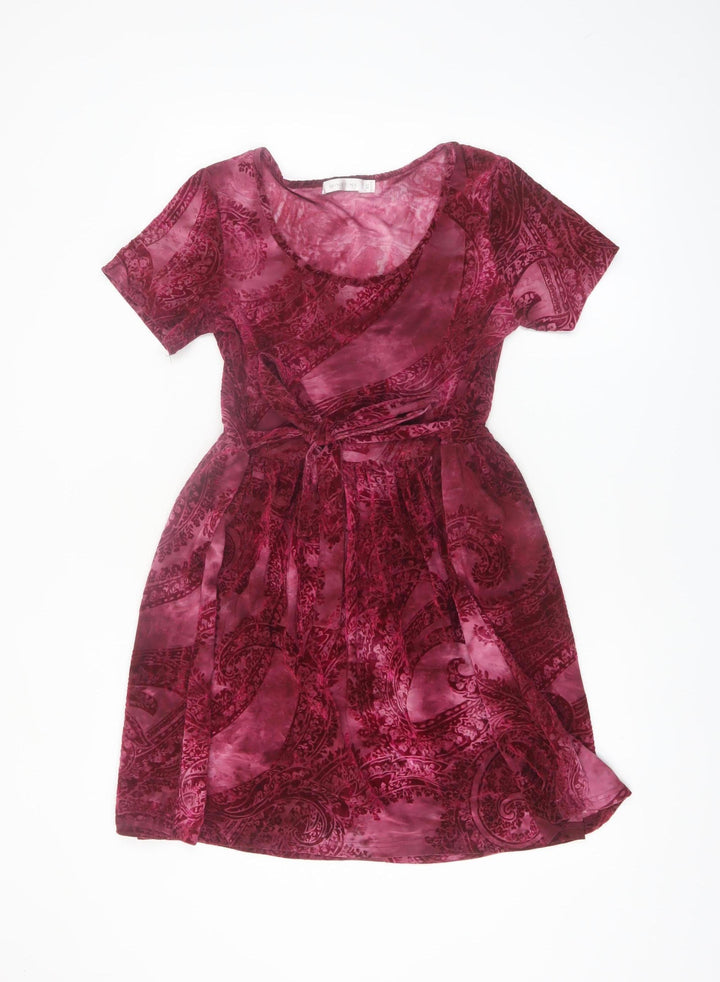 MINKPINK Women Red Paisley Fit & Flare Velvet Dress XS