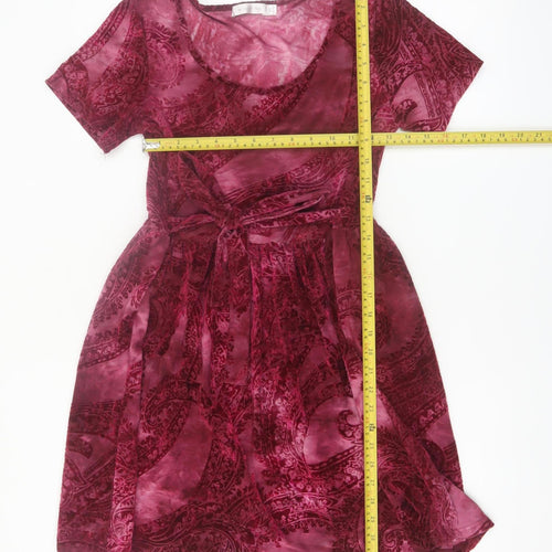 MINKPINK Women Red Paisley Fit & Flare Velvet Dress XS