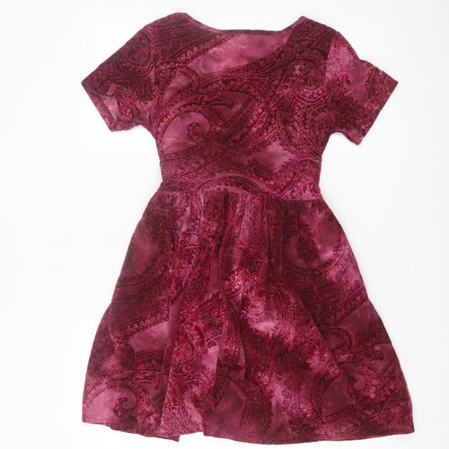 MINKPINK Women Red Paisley Fit & Flare Velvet Dress XS