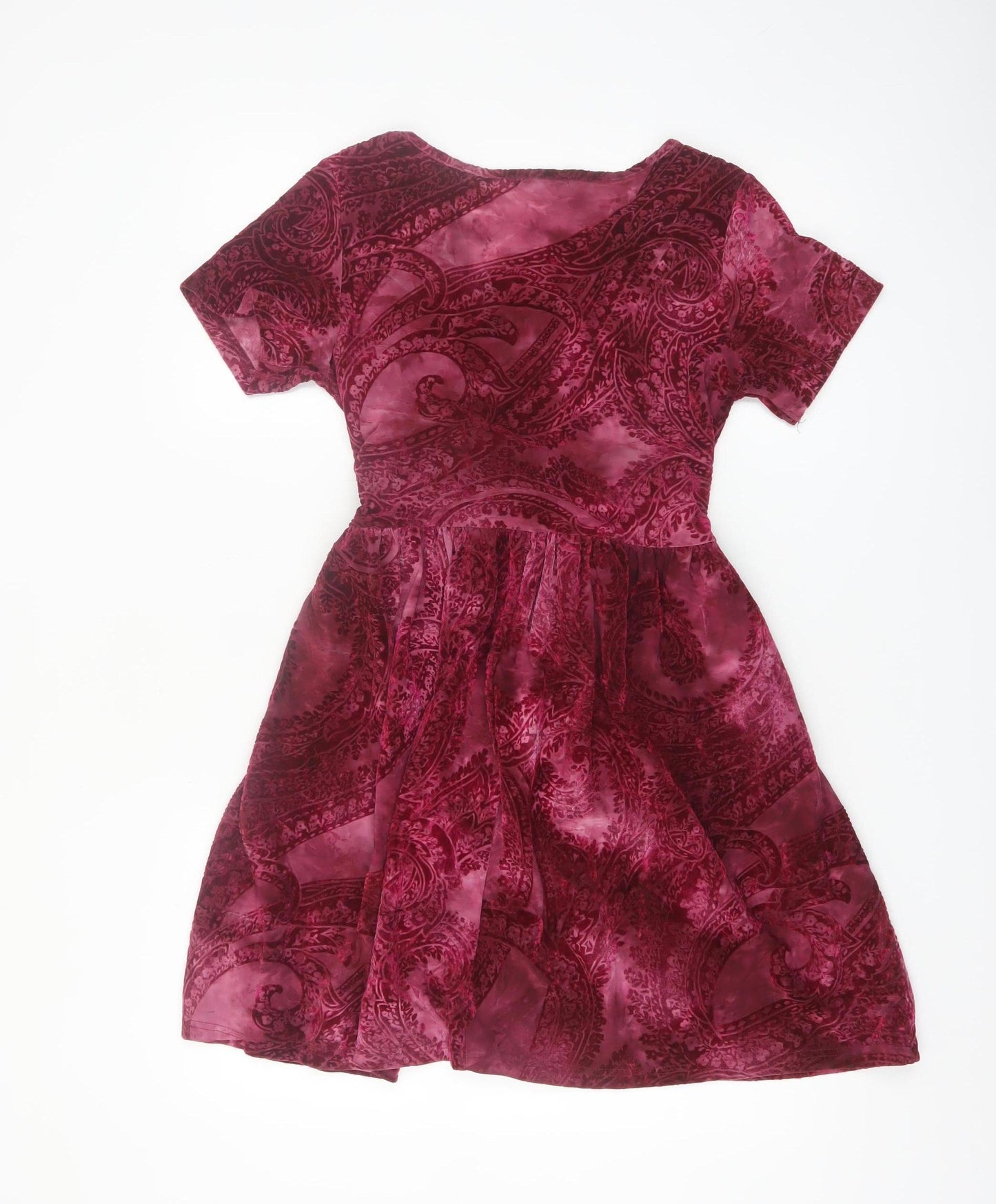 MINKPINK Women Red Paisley Fit & Flare Velvet Dress XS
