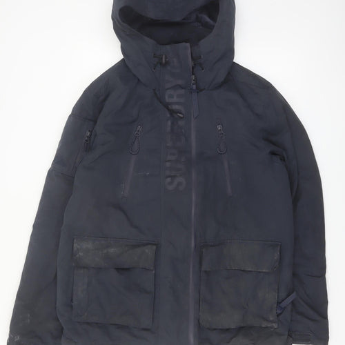 Superdry Men's Blue 2XL Hooded Lined Parka Jacket