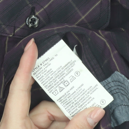 Timberland Mens Purple Check Button-Up Long Sleeve 2XL Regular Fit Shirt