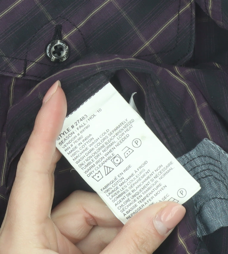 Timberland Mens Purple Check Button-Up Long Sleeve 2XL Regular Fit Shirt