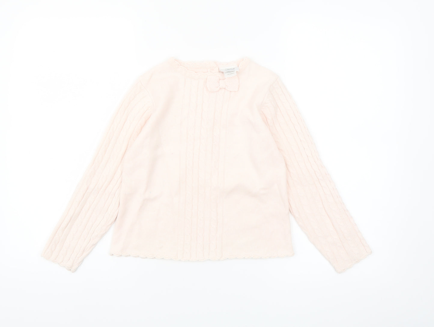 Laru Girls Pink Acrylic Bow Jumper 8 Years Long Sleeve Knitwear