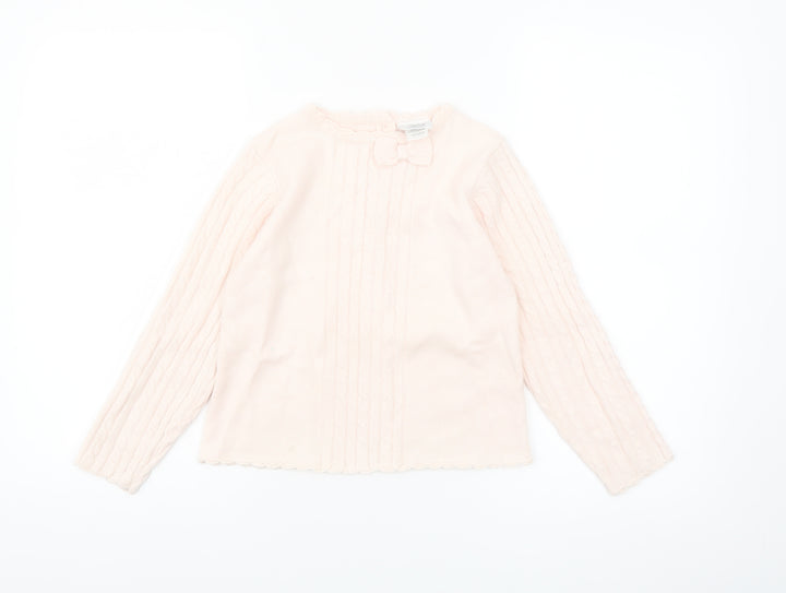 Laru Girls Pink Acrylic Bow Jumper 8 Years Long Sleeve Knitwear