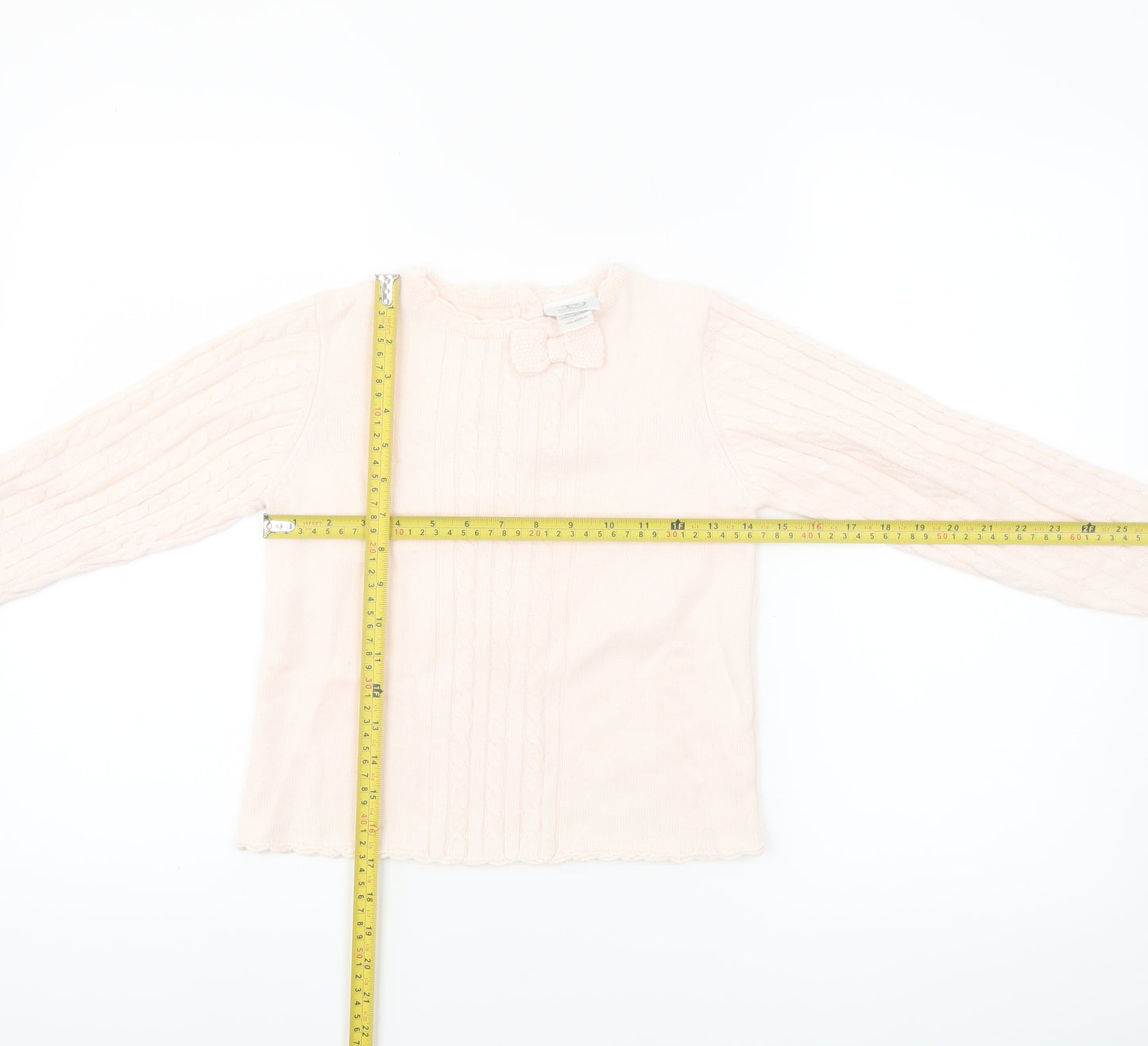 Laru Girls Pink Acrylic Bow Jumper 8 Years Long Sleeve Knitwear