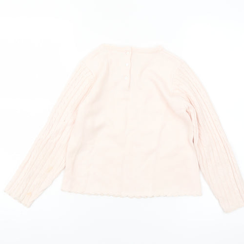 Laru Girls Pink Acrylic Bow Jumper 8 Years Long Sleeve Knitwear