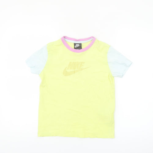 Nike Girls Multicoloured Loose Fit T-Shirt Size S (128-137cm) 100% Cotton