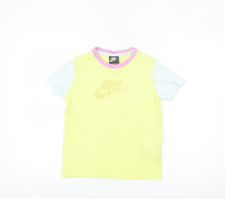 Nike Girls Multicoloured Loose Fit T-Shirt Size S (128-137cm) 100% Cotton