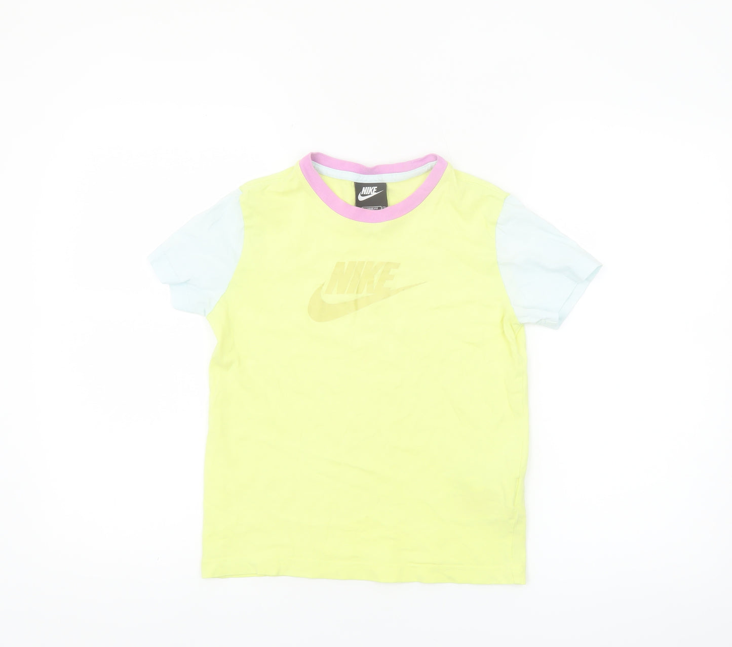 Nike Girls Multicoloured Loose Fit T-Shirt Size S (128-137cm) 100% Cotton