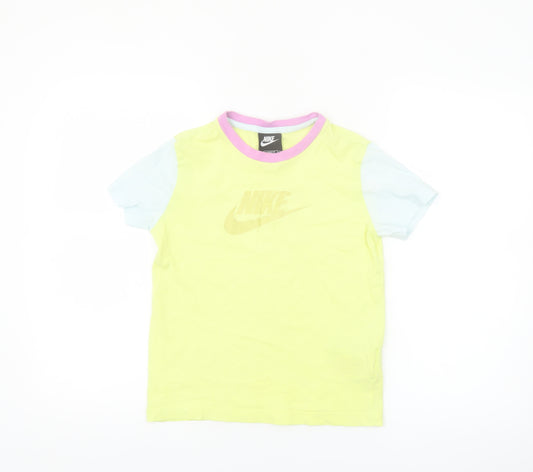 Nike Girls Multicoloured Loose Fit T-Shirt Size S (128-137cm) 100% Cotton