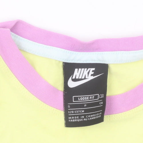 Nike Girls Multicoloured Loose Fit T-Shirt Size S (128-137cm) 100% Cotton