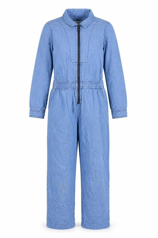 Reiss Girls Blue Denim Long Sleeve Zip-Up Jumpsuit 7-8 Years