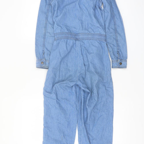 Reiss Girls Blue Denim Long Sleeve Zip-Up Jumpsuit 7-8 Years