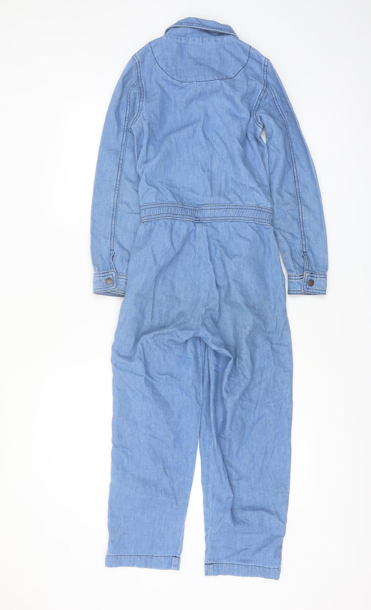 Reiss Girls Blue Denim Long Sleeve Zip-Up Jumpsuit 7-8 Years