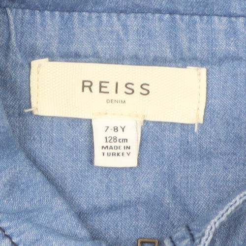 Reiss Girls Blue Denim Long Sleeve Zip-Up Jumpsuit 7-8 Years