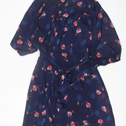 DKNY Women's Blue Floral Fit & Flare Knee Length Dress Size 22
