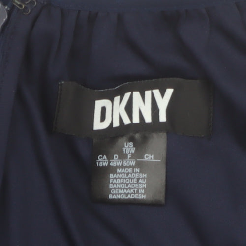 DKNY Women's Blue Floral Fit & Flare Knee Length Dress Size 22