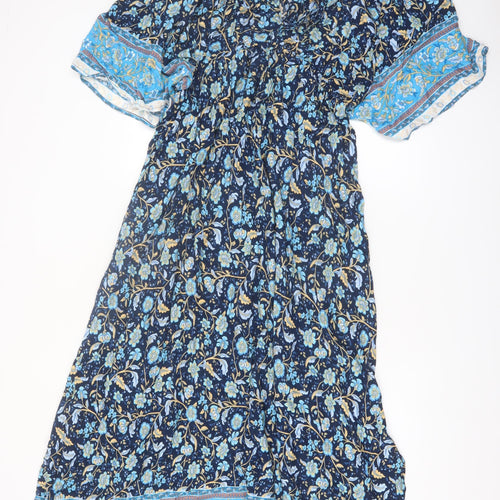 Lishly Curve Women’s Blue Floral Bohemian Midi Dress 2XL