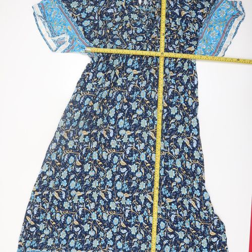 Lishly Curve Women’s Blue Floral Bohemian Midi Dress 2XL