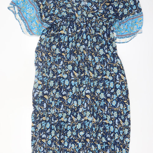 Lishly Curve Women’s Blue Floral Bohemian Midi Dress 2XL
