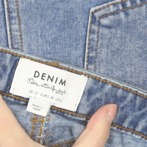 Miss Selfridge Women’s Blue Denim Lace Trim High Waist Shorts Size 10