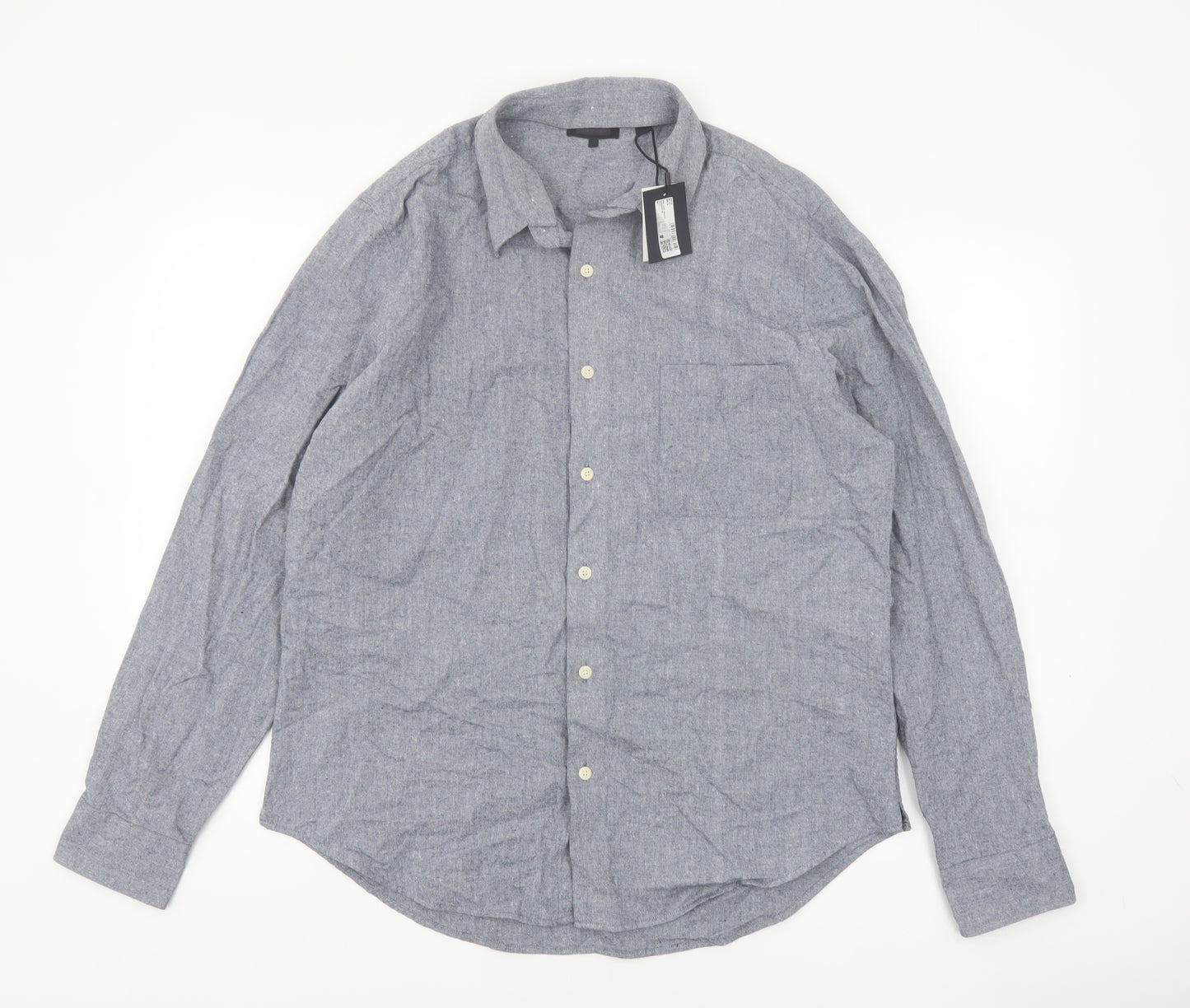 Cult Studios Men's Blue Cotton Blend Long Sleeve Button-Up Shirt XL