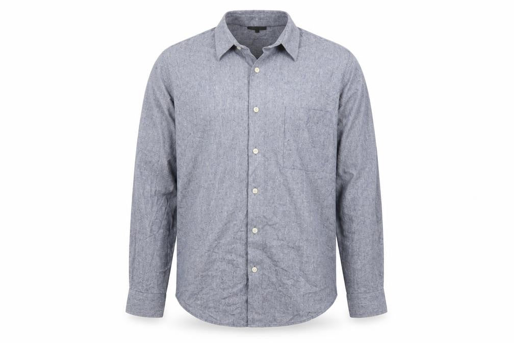 Front view of Cult Studios Men's Blue Cotton Blend Long Sleeve Button-Up Shirt XL