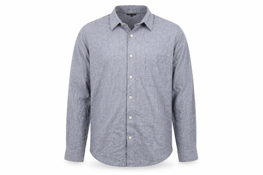 Front view of Cult Studios Men's Blue Cotton Blend Long Sleeve Button-Up Shirt XL